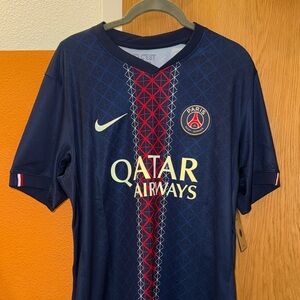 Nike PSG Blue Soccer Jersey with Red and White Accents - New with Tags